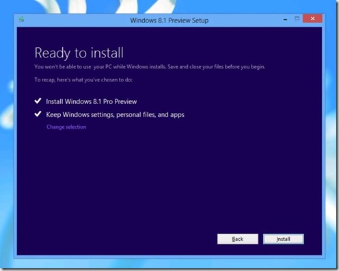Windows 8.1 Preview Installation Ready