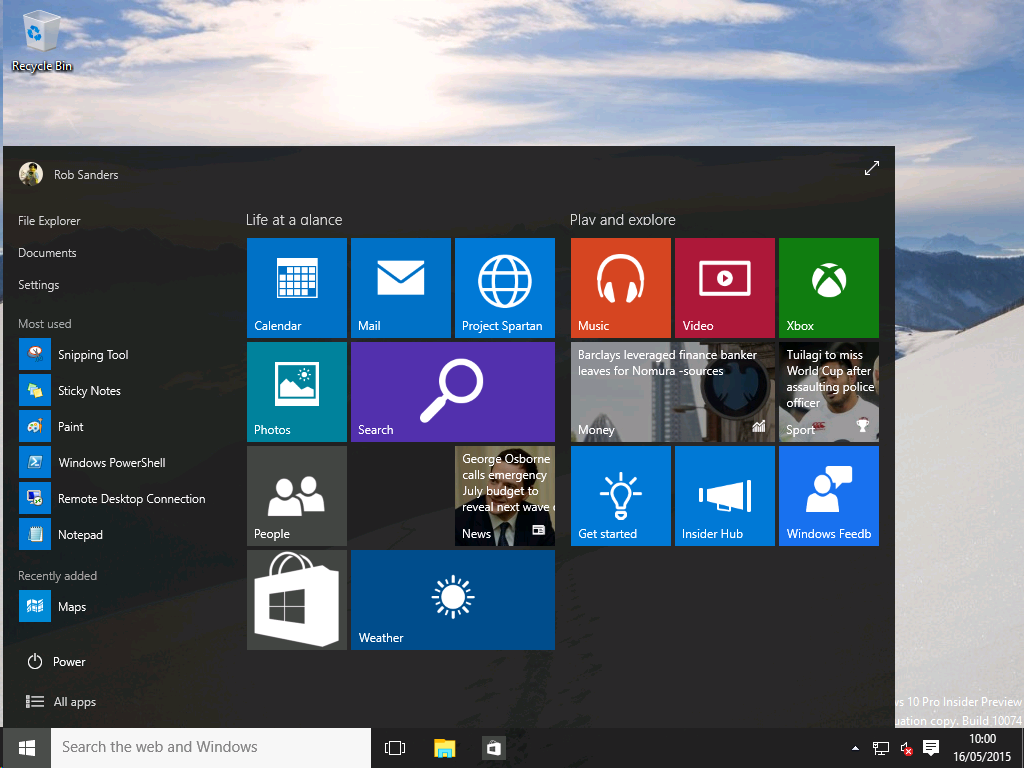 Windows 10 Insider Preview 10074 – Sanders Technology